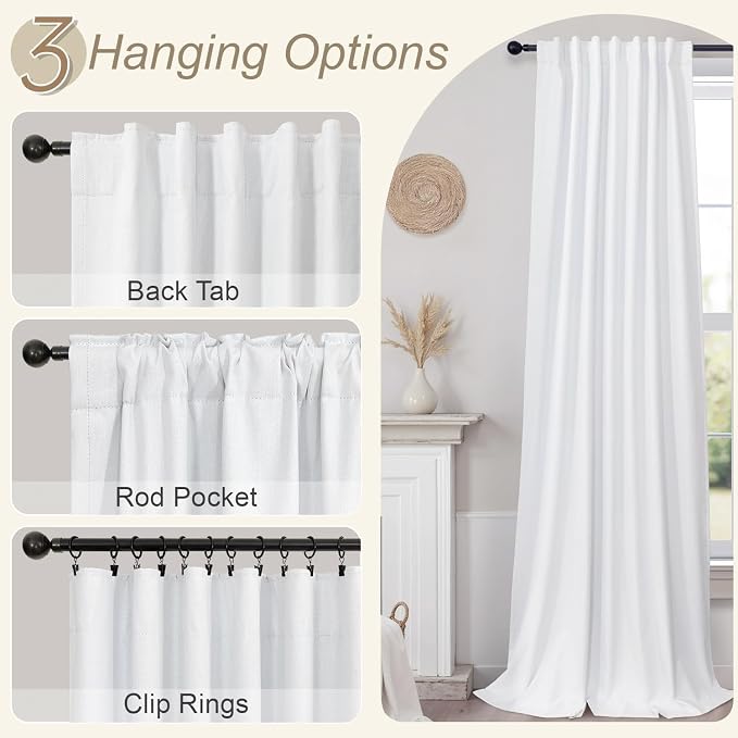 Complete Blackout Curtains White 80 Inches Long Kitchen Curtain Custom Drape - Image 5