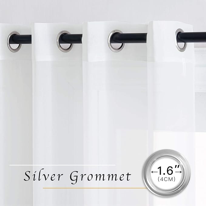 NICETOWN White Sheer Curtains 84 inches Long, Chiffon Semi Sheer Curtain Panels - Image 3