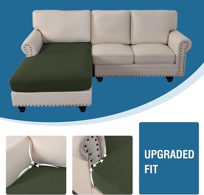 H.VERSAILTEX Sectional Couch Covers 1 Piece Chaise Slipcover L Shape Separate - Image 4