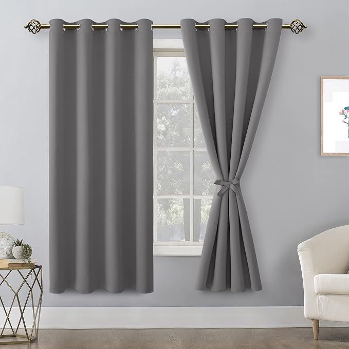 Blackout Curtains for Bedroom, 52 x 63 Inches Length, Light Grey | Thermal - Image 8