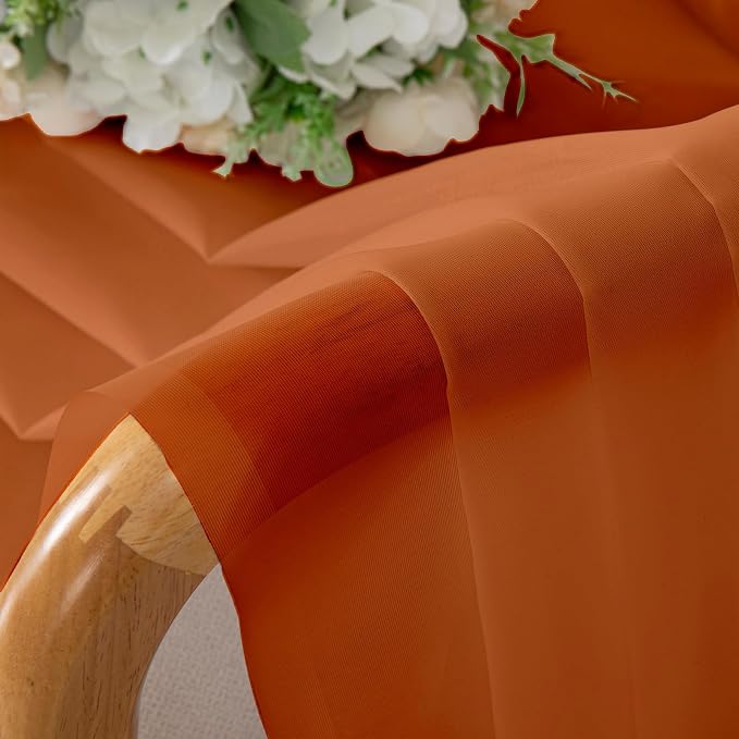 Orange Sheer Curtains 72 Inches Long 2 Panels, Rod Pocket Voile Light Filtering - Image 9