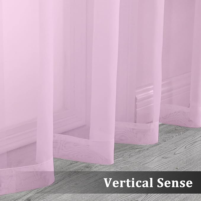 Sheer Window Curtains 96 Inch Length 2 PCS, Rod Pocket Voile Drapes - Image 5