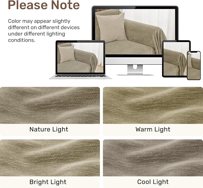 2 Pieces Sectional Couch Covers L Shaped Cover XXXL Quicksand | Thick Washable - Image 8