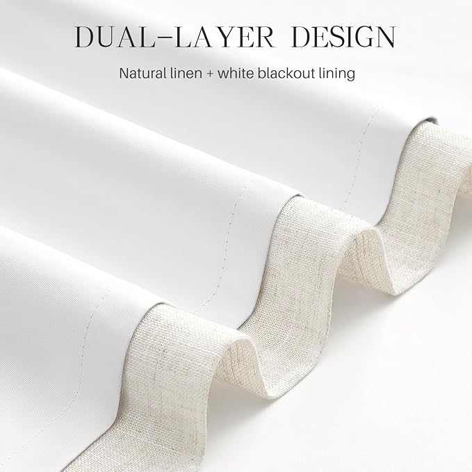 Pinch Pleated Linen Curtains 100% Blackout 63 Inches Long - Image 6