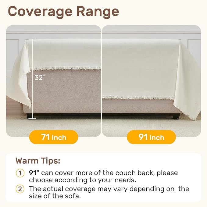 2 Pieces Sectional Couch Covers L Shaped Cover XXXL Cream White | Thick - Image 5