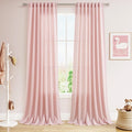 Extra Long Pink Linen Curtains 120 Inch by Nanspring
