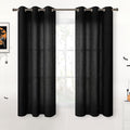 YoungsTex Black Linen Semi Sheer Curtains 54 Inch Length by YoungsTex