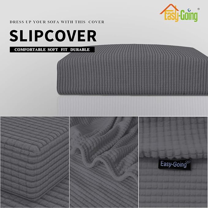 Easy-Going Stretch 1 Piece Loveseat Couch Cushion Cover - Image 3