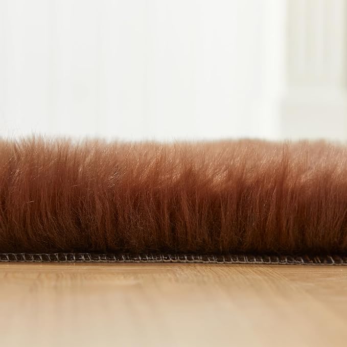 EasyJoy Ultra Soft Fluffy Shaggy Area Rug Faux Fur Rug Chair Cover Seat Pad - Image 5