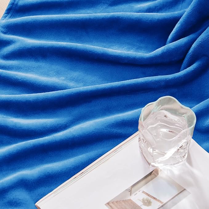 Exclusivo Mezcla Extra Large Fleece Throw Blanket for Couch, Sofa, 300GSM Super Soft and Warm Blankets, Cobalt Blue Throw All Season Use, Cozy, Plush, Lightweight, 50x70 Inches