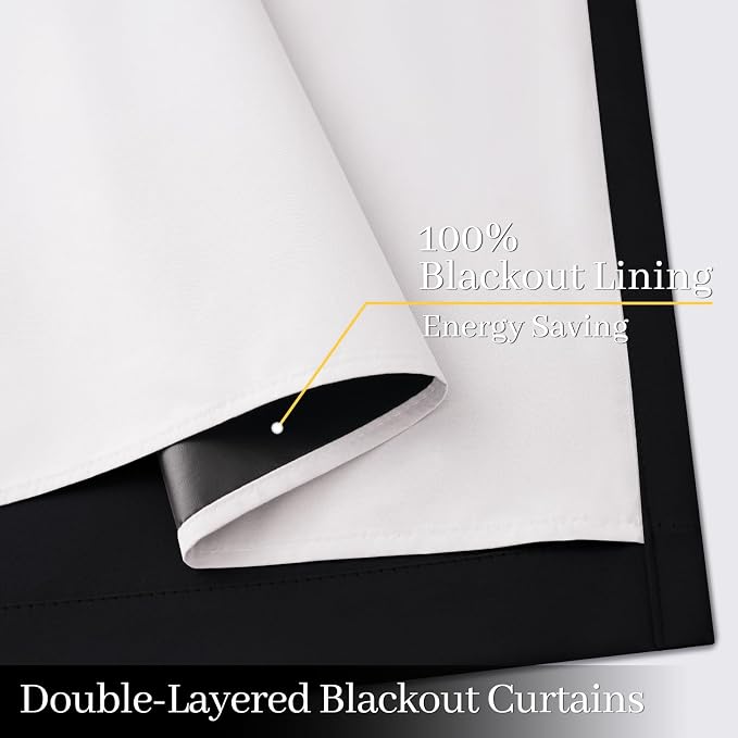 Yakamok Black 100% Blackout Curtains 96 Inches Long - Image 4