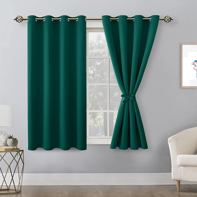 Blackout Curtains for Bedroom, Hunter Green, 52 x 54 Inch, 2 Panels | Thermal - Image 8