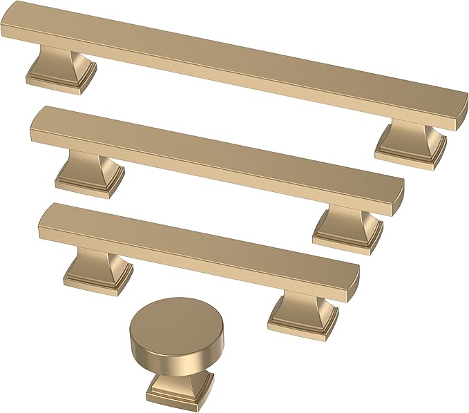 FRANKLIN BRASS Tiered Foot (10-Pack) Cabinet Handles 3" Hole Center Pulls | Champagne Bronze Hardware Kitchen Door, Drawers, Dressers, Furniture P49572C-CZ-B