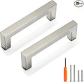 Cabinet Pulls Brushed Nickel Cabinet Handles Square Drawer Pulls, 20 Pack 3-3/4 Inch Stainless Steel Kitchen Door Cupboard Cabinet Handles, Cabinet Hardware Drawer Handles, 96mm Hole Centers