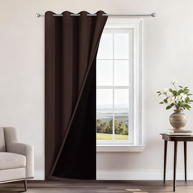 Yakamok Chocolate Brown Blackout Curtains 96 Inches Long 52" Wide, 1 Panel | by Yakamok