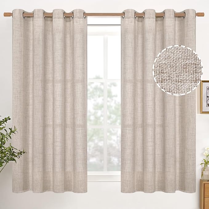 YoungsTex Natural Linen Curtains 45 Inch Length by YoungsTex
