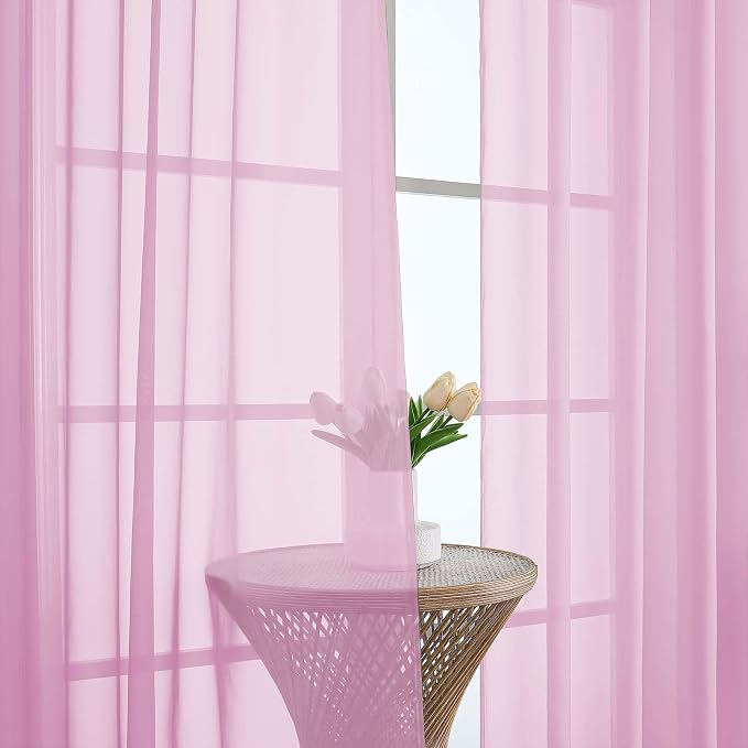 Sheer Pink Curtains 108 Inches Long - Image 3