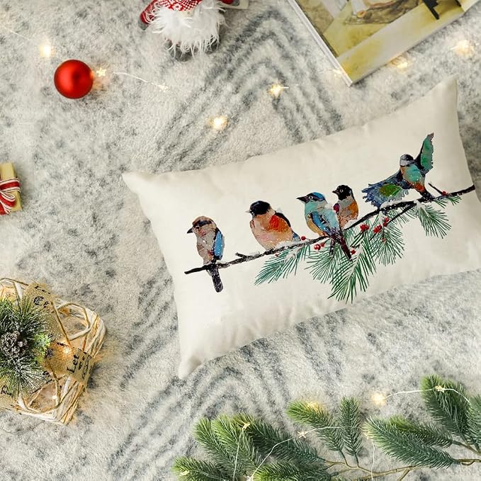 RABUSOFA Christmas Pillow Covers 12x20 Inch Birds Christmas Decorations - Image 6