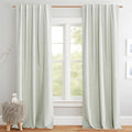 NICETOWN Light Green Linen 100% Blackout Curtains 120" Length by NICETOWN