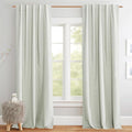NICETOWN Living Room Full Blackout Light Green Linen Curtains 108" Length by NICETOWN