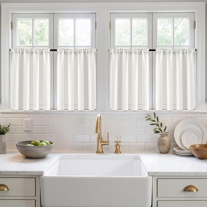 MIULEE 4 Panel Set Short Bedroom Blackout Curtains 54 Inch Long Natural | - Image 7
