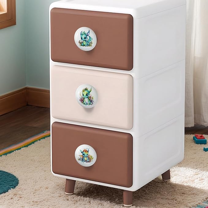 8 Pack Cute Dinosaur Ceramics Knob Handle Safari Animal Nursery Kids Room Dresser Cabinet Drawer Pulls and Knobs