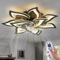 Modern Ceiling Fan with Lights Remote Control, 32" Black Ceiling Fan with Light, 6 Speeds 3 Light Color Low Profile Flush Mount Ceiling Fan for Kitchen Bedroom