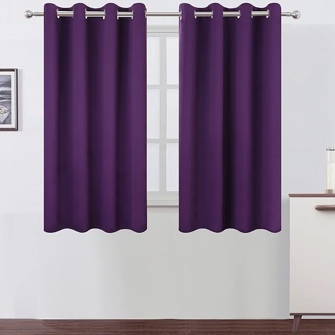 Purple Blackout Curtains/52 x 45 Inch Length Kids Curtains/Set of 2 Panels by Lemomo
