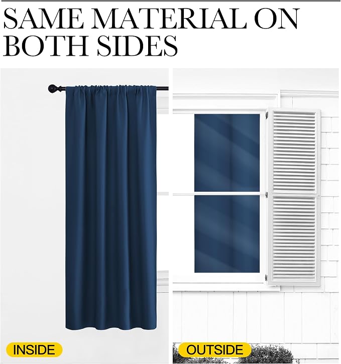 NICETOWN Window Curtains Blackout Drapes, Moroccan Blue, 1 Pair, 52 by 84-Inch - Image 5