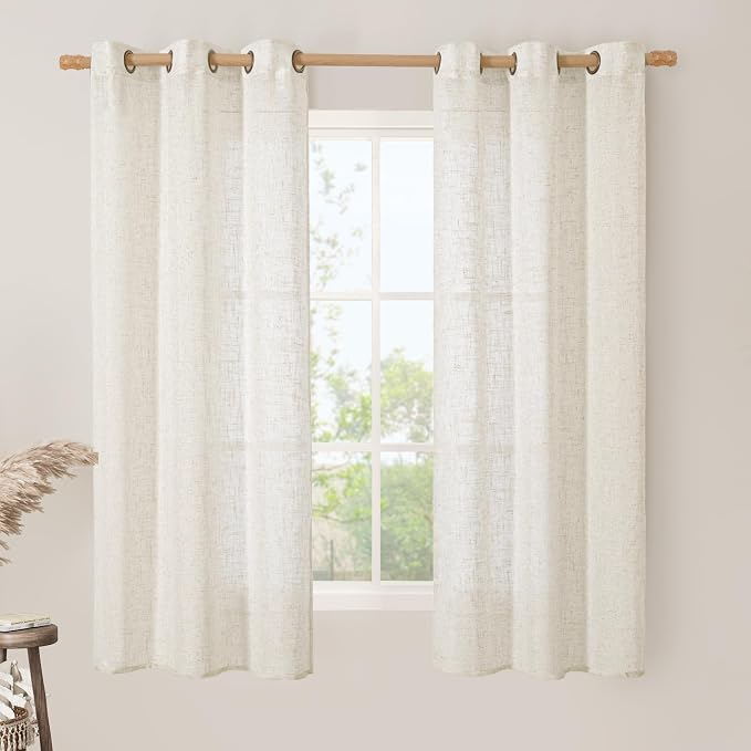 Natural Semi Sheer Linen Curtains by LAMIT