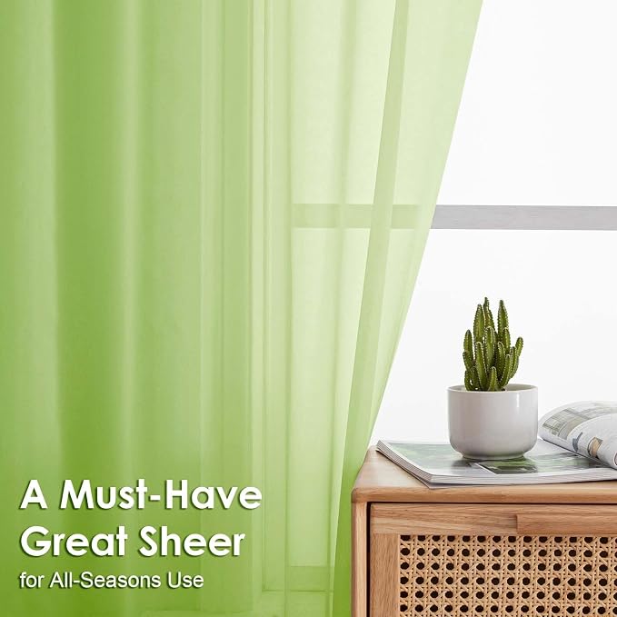 Sheer Curtains 84 Inches Long 2 Panels Set, Light Filtering Transparent - Image 5