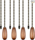 Vinaco Wooden Ceiling Fan Pull Chain Set, Decorative Fan Pull Chain Extension with Pendant, 13 Inches Pull-Chains for Fans and Light with 3MM Ball Bead Chain, 4 Pack Fans Light Pull-Chain Extension