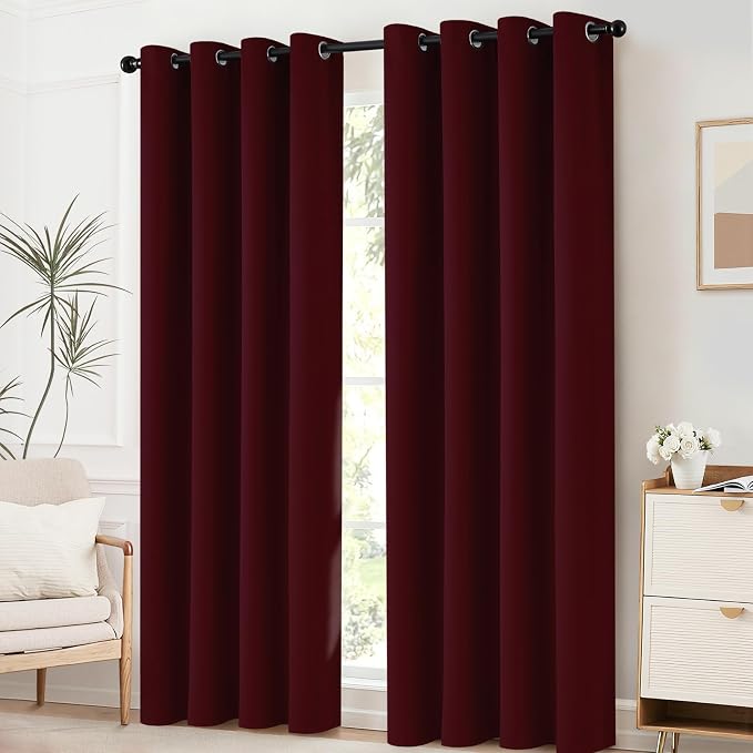 Yakamok Room Darkening Curtains 52x84 inch Length Wine Red-Living Room | 2 - Image 2