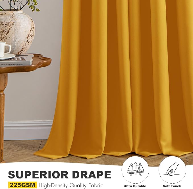 MIULEE Blackout Curtains for Bedroom 2 Panel 40x63 Inch Long Mustard Yellow | - Image 5