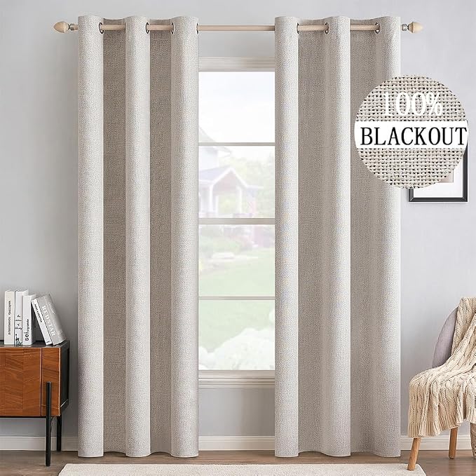 MIULEE 100% Blackout Linen Curtains by MIULEE