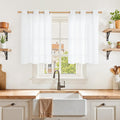 White Linen Semi Sheer Curtains 36 Inch Length by YoungsTex
