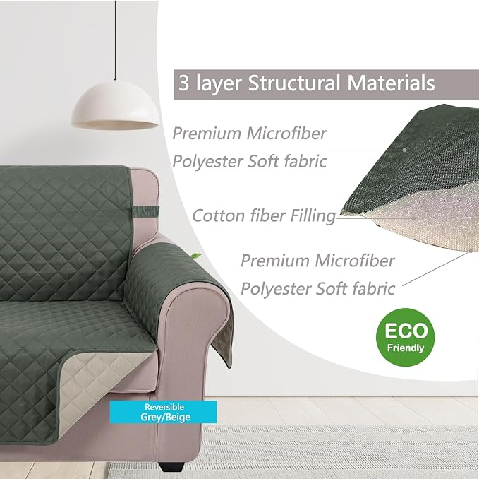 U-NICE HOME Reversible Recliner Chair Covers, Pet Friendly, Elastic Straps - Image 4