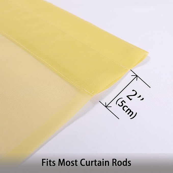 Sheer Curtains 63 inch Length 2 Panels Set, Ivory Sheer Cutains Short Curtains - Image 7