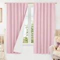 100% Blackout Pink Linen Curtains 63 Inches by LAMIT