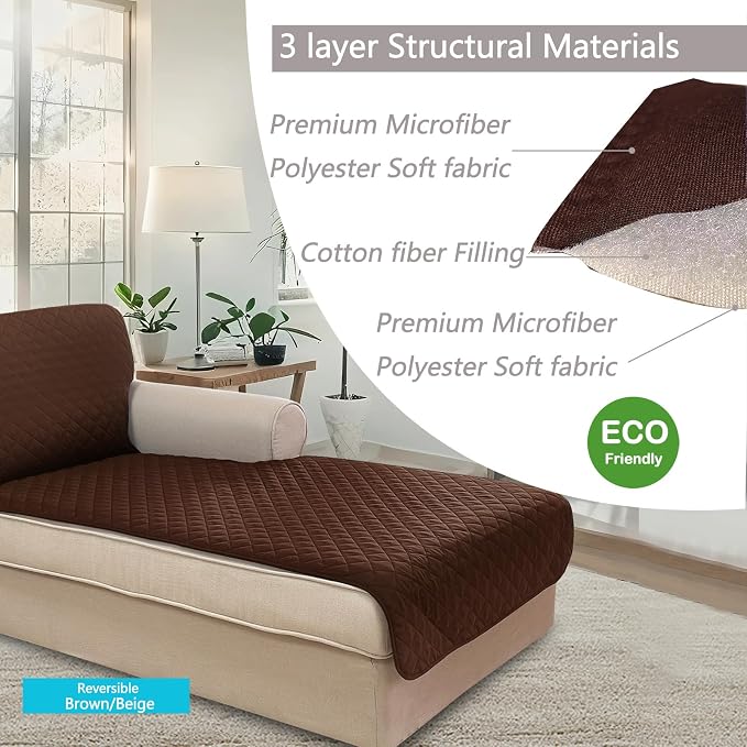 U-NICE HOME Sectional Couch Cover Chaise Lounge Cover, Pet Friendly, Elastic - Image 4