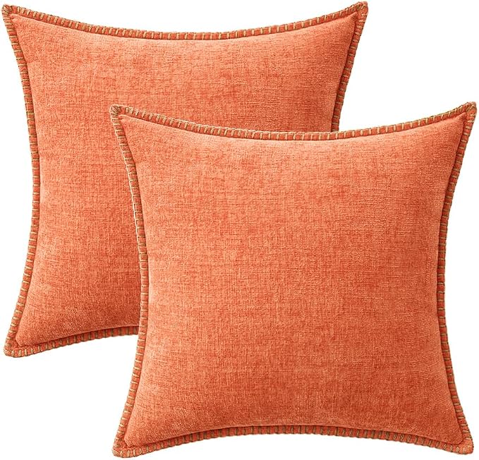 MIULEE Decorative Couch Throw Pillow Covers 18x18 Inch Coral Red 2 Pack | - Image 6