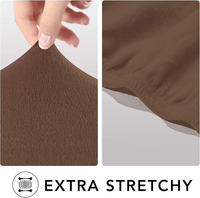 PureFit Stretch Couch Covers for Sofa Large Sofa Slipcovers Brown | 1-Piece - Image 4