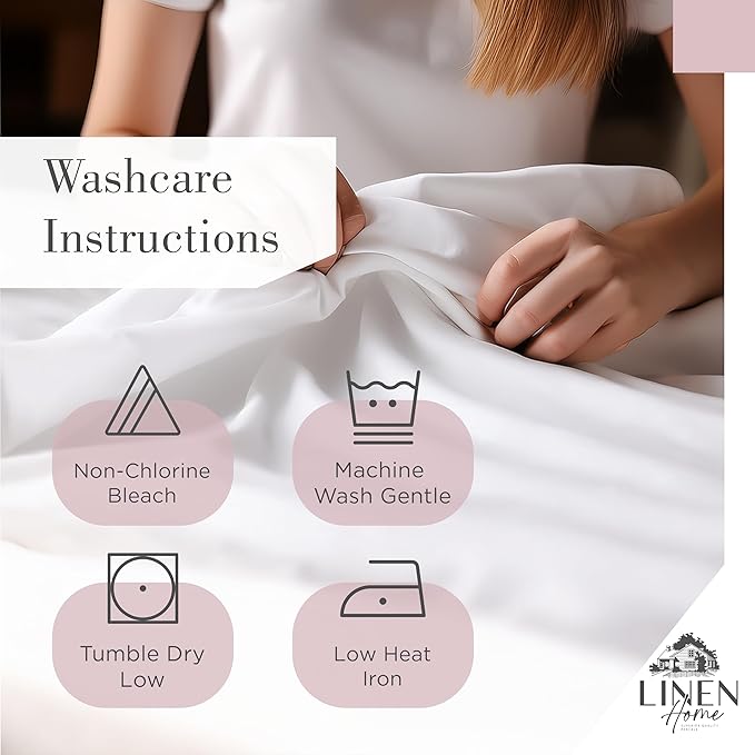 Linen Home 100% Cotton Printed Percale Sheets California King Size, Deep Pocket, 4 Pieces Set-1 Flat, 1 Deep Pocket Fitted Sheet and 2 Pillowcases, Crisp Cool Bed Linen, Mauve Botanical Floral