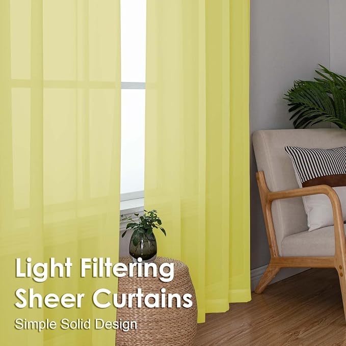 Sheer Curtains 63 inch Length 2 Panels Set - Image 6