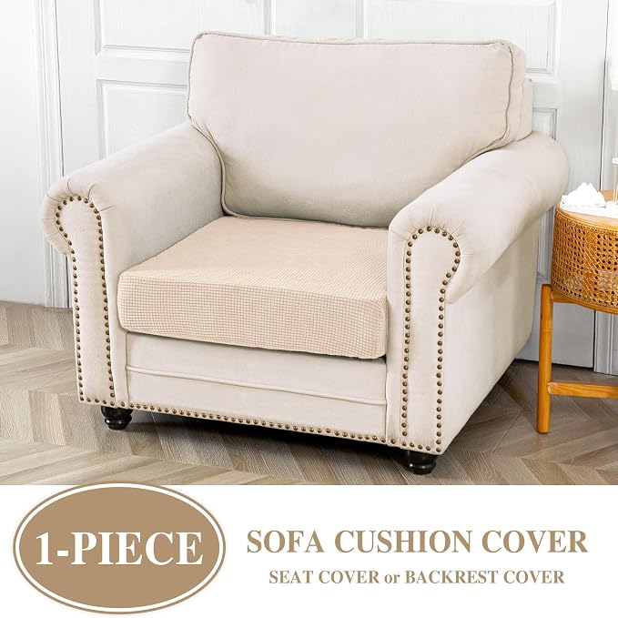 LA MEACK Couch Cushion Cover Seat Cushion Cover Stretch Armchair Cover Separate - Image 2