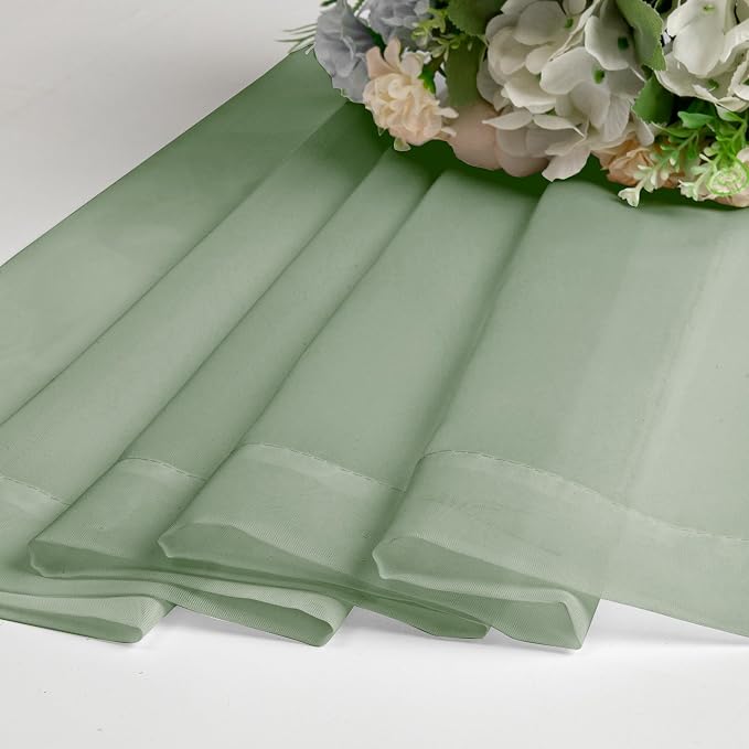 Sage Green Short Sheer Curtains 14 Inch Length 2 PCS, Cafe Kithen Curtains - Image 8