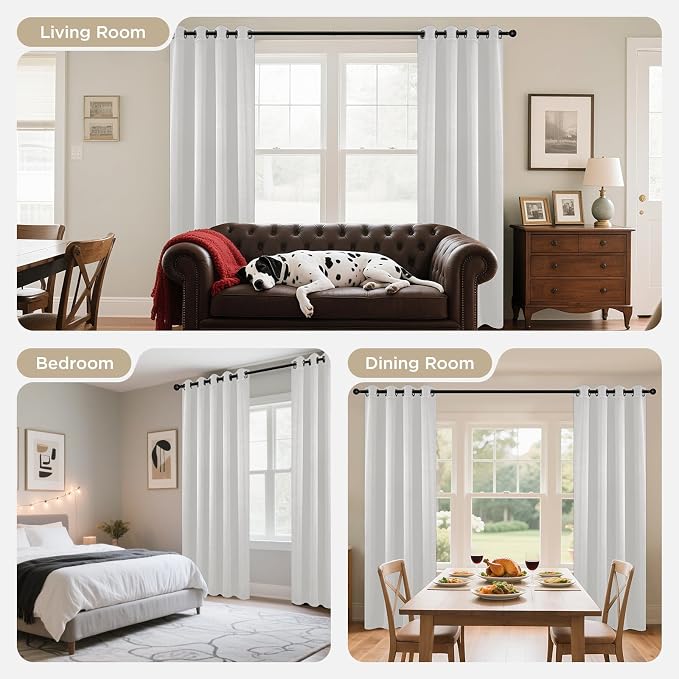 Joydeco White Curtains 84 Inches Long 2 Panels Set, Thermal Insulated Long - Image 8
