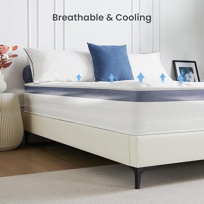 Full Size Mattress 10 Inch, Hybrid Full Mattress in a Box with Cooling Gel Memory Foam and Individually Pocket Innerspring for Support and Pressure Relief, Medium Plush