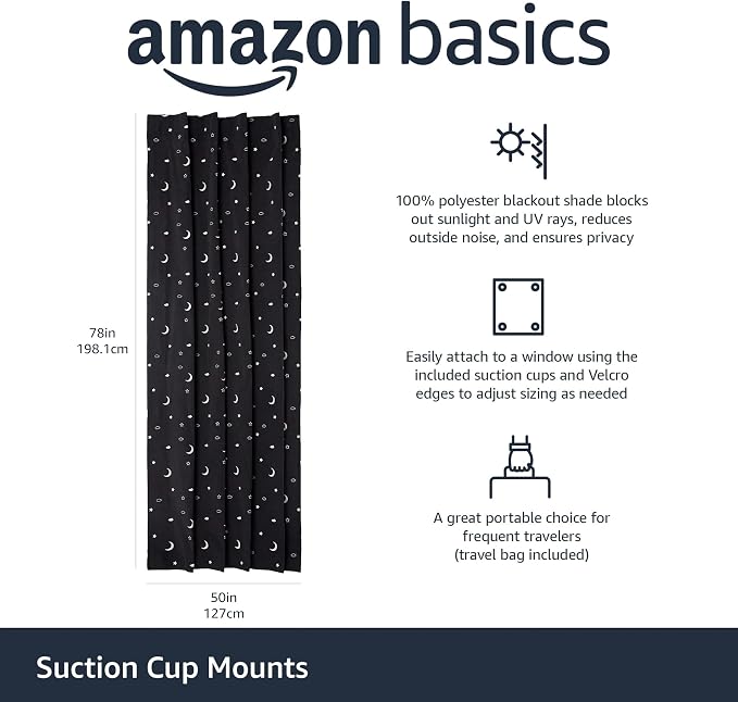 Amazon Basics Portable Room Darkening Blackout Curtain Shade - Image 2
