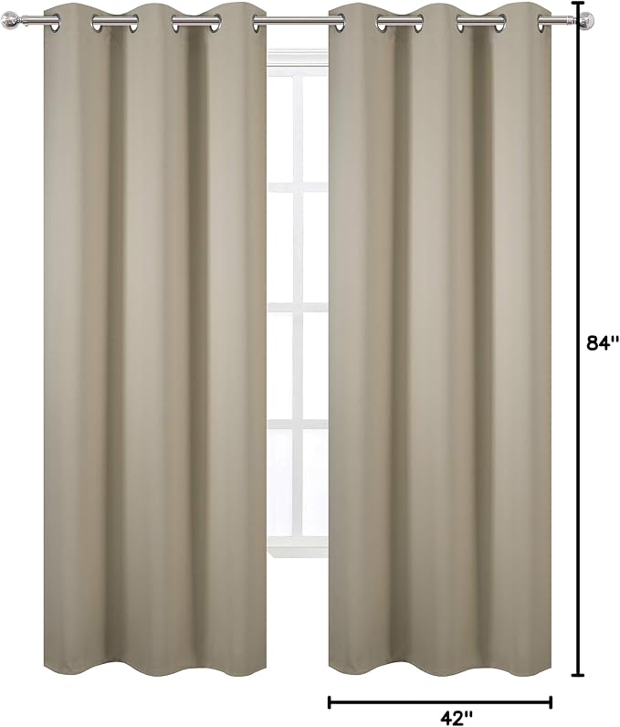 Beige Blackout Curtains/42 x 84 Inch/Set of 2 Panels Room Darkening Curtains - Image 10